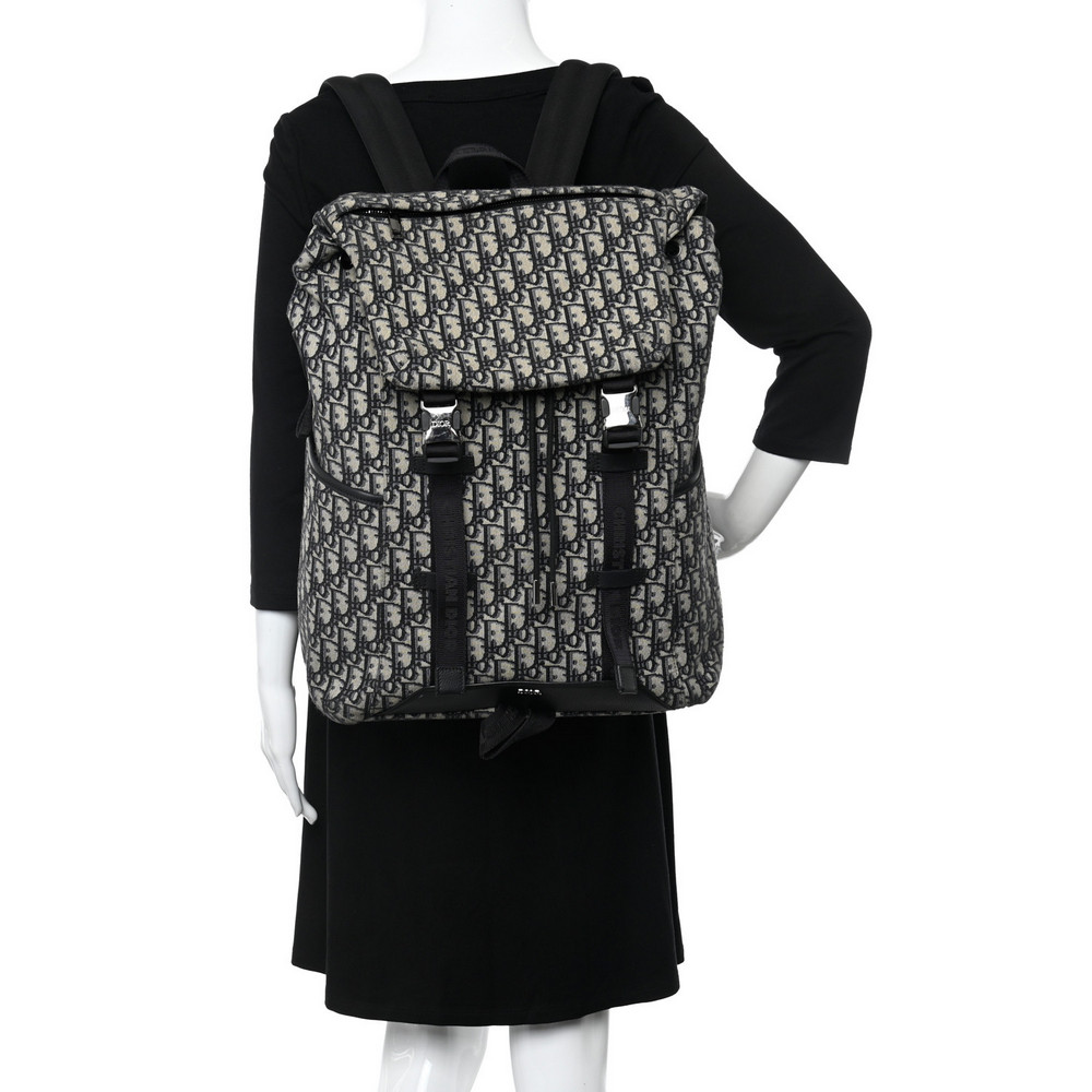 Christian Dior Explorer Logo Pattern Medium Dark Blue Canvas Unisex Daypack