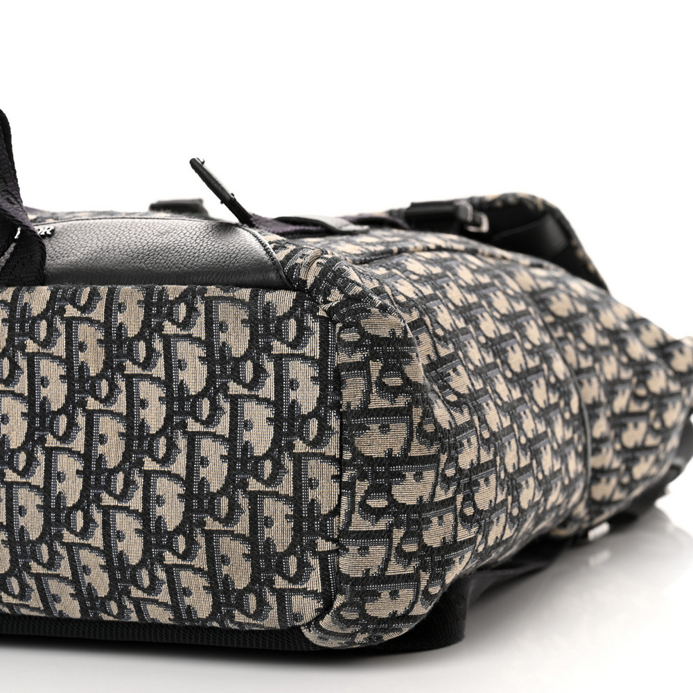 Christian Dior Explorer 標誌圖案中型深藍色帆布男女通用背包