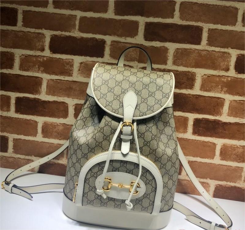 Gucci Horsebit 1955 Feminine GG Supreme Small Beige Canvas Women Daypack 620849