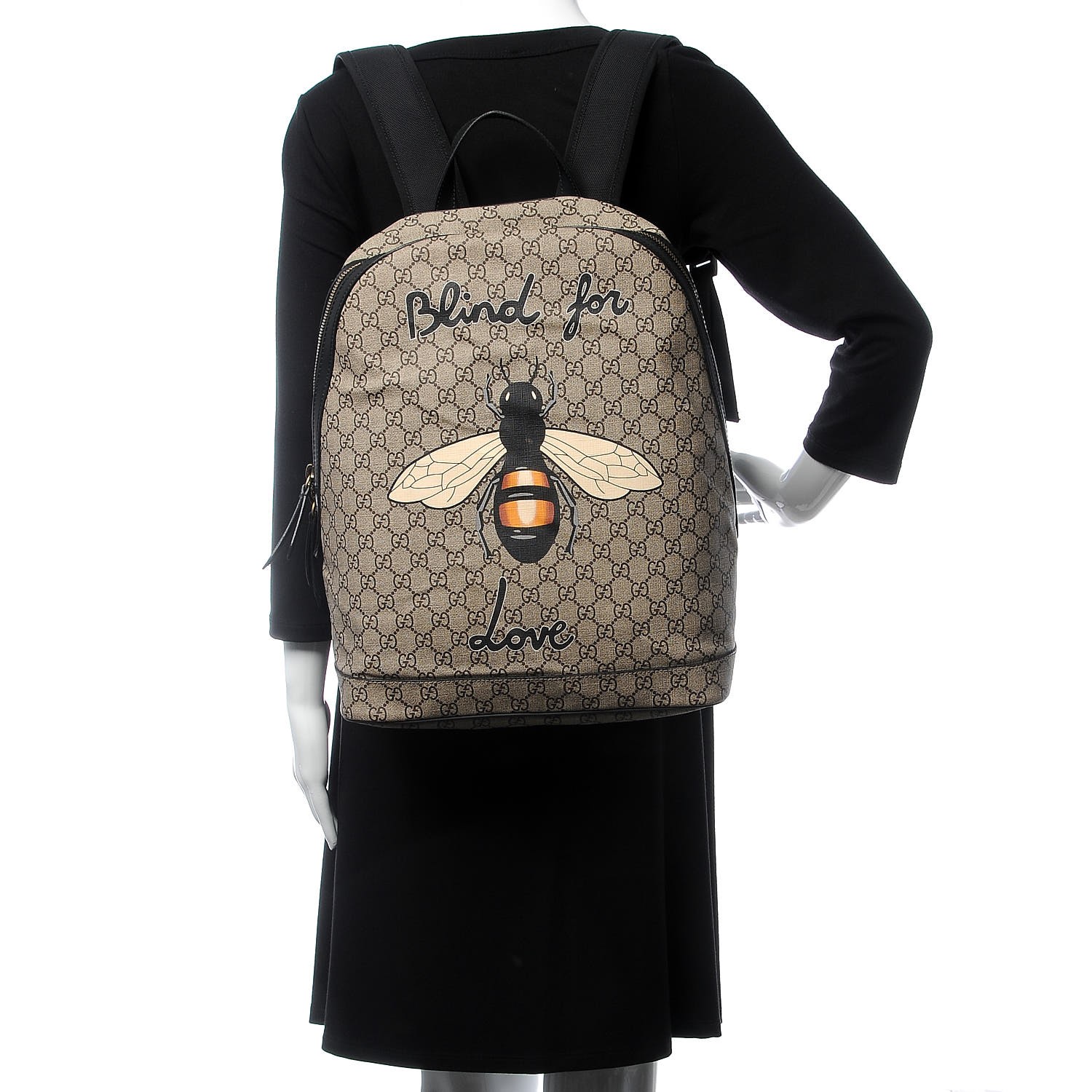 Gucci GG Supreme Monogram Blind For Love Medium Coffee Canvas Unisex Daypack 419584