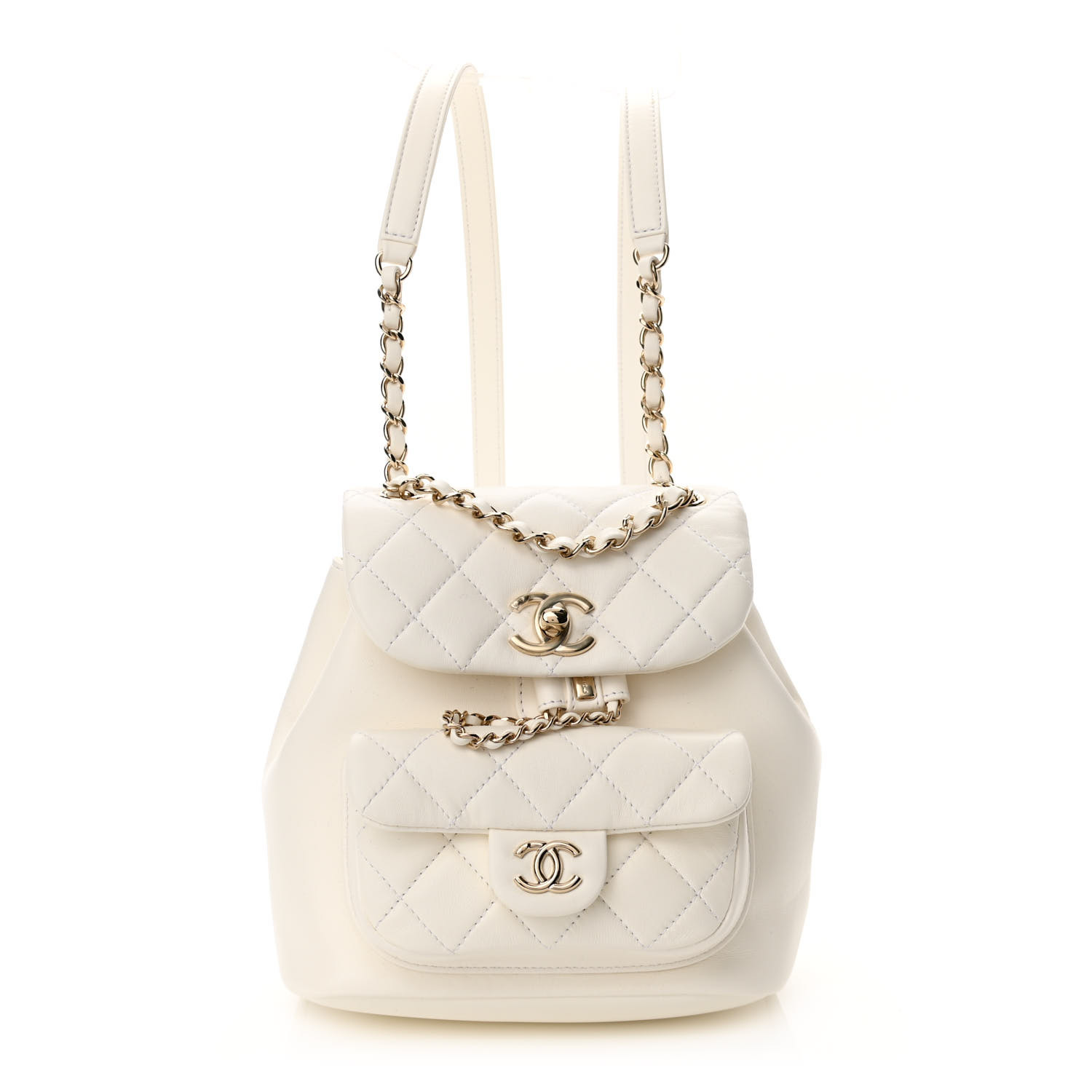 Chanel Classic Caviar Quilted Small Beige Leather Women Daypack AS1371