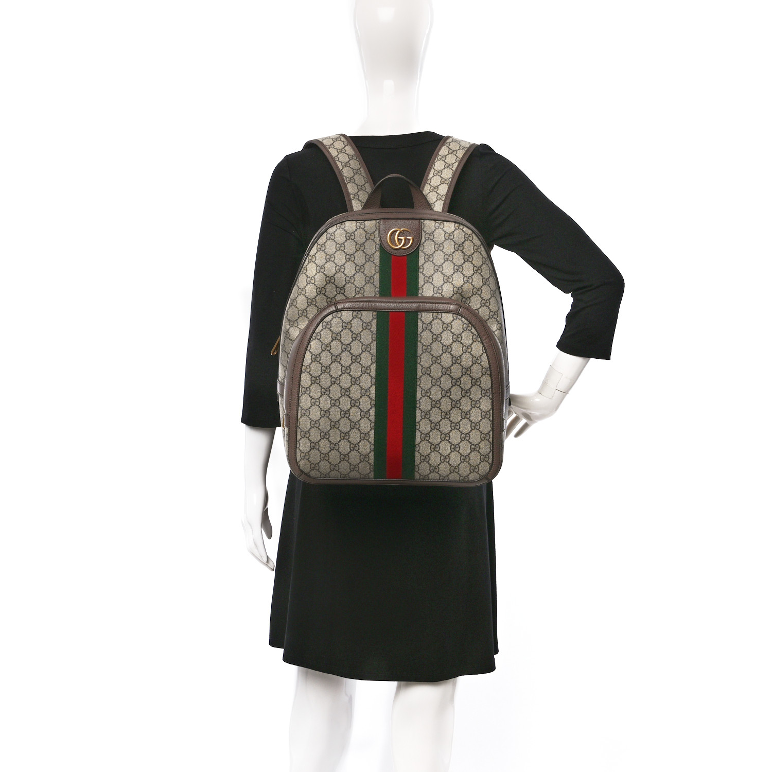 Gucci Ophidia GG Supreme Web Stripe Medium Beige Canvas Men Daypack 547967