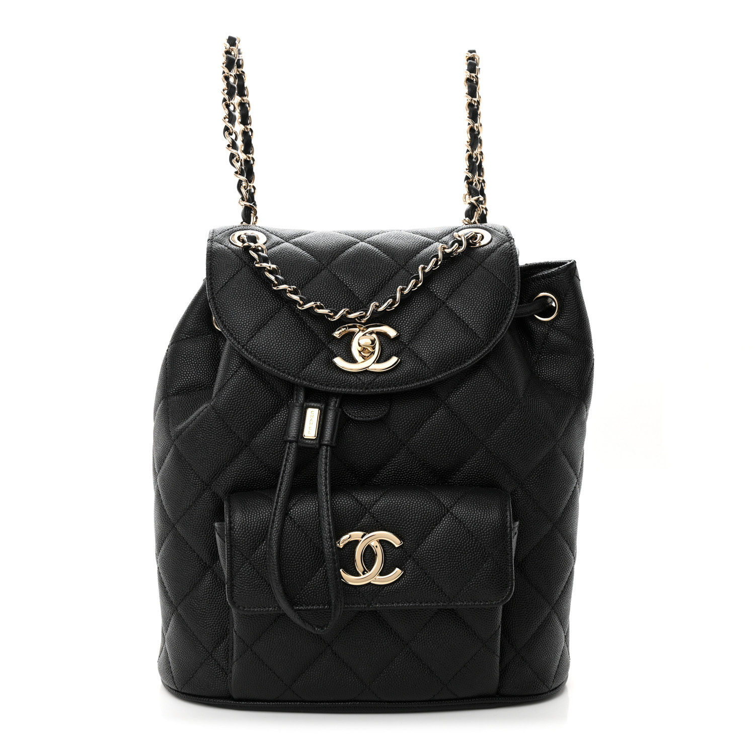 Chanel Classic Caviar Quilted Small Black Leather Women Daypack AS1371