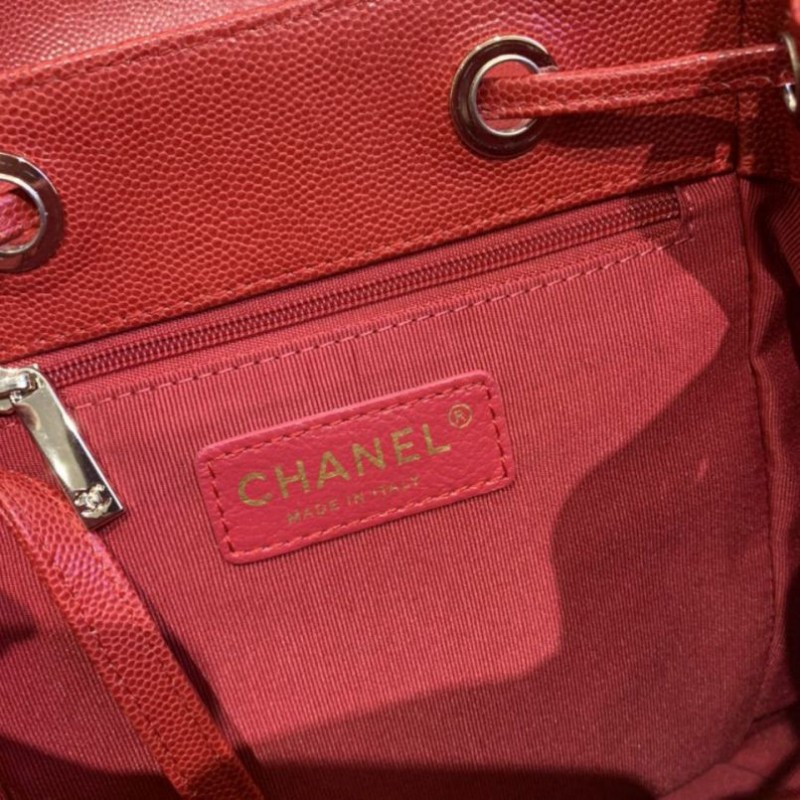 Chanel Classic Caviar Quilted Small Red Leather Women Daypack AS1371