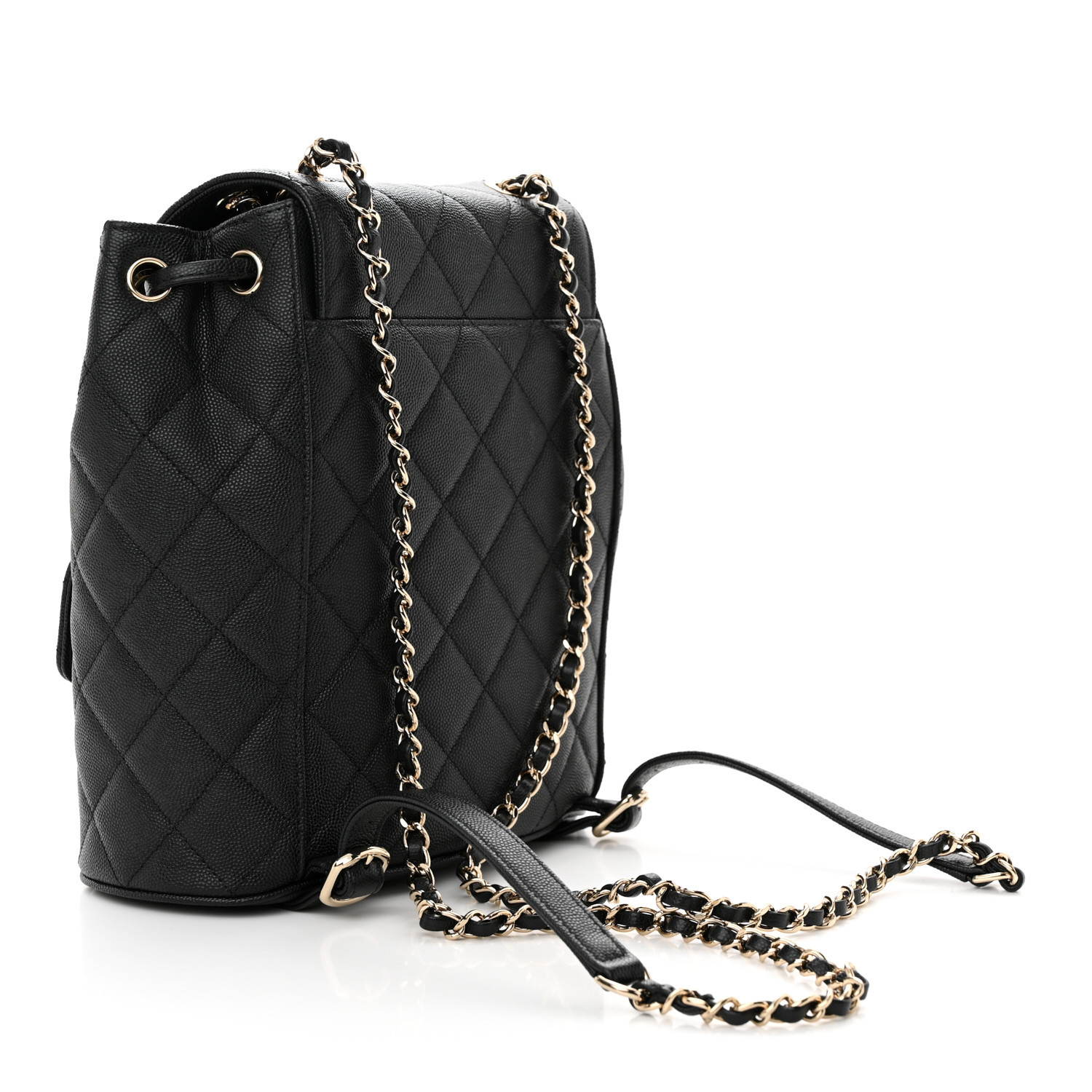 Chanel Classic Caviar Quilted Small Black Leather Women Daypack AS1371