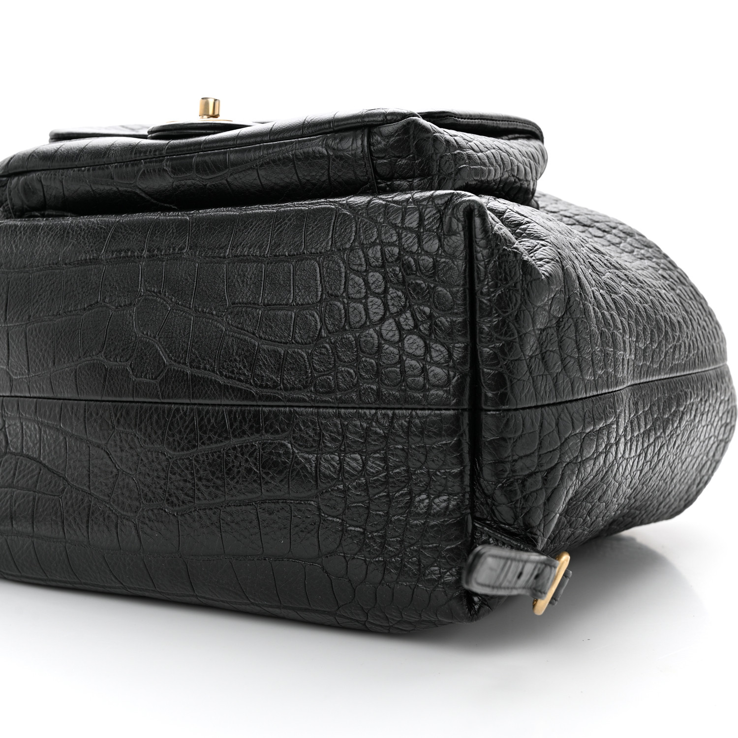 Zaino Chanel Classic in pelle di vitello nera grande con coulisse e coccodrillo AS0800 da donna