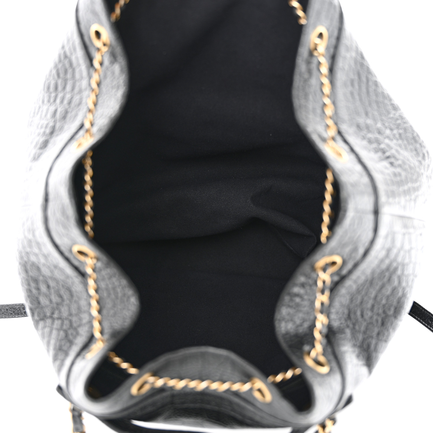 Zaino Chanel Classic in pelle di vitello nera grande con coulisse e coccodrillo AS0800 da donna