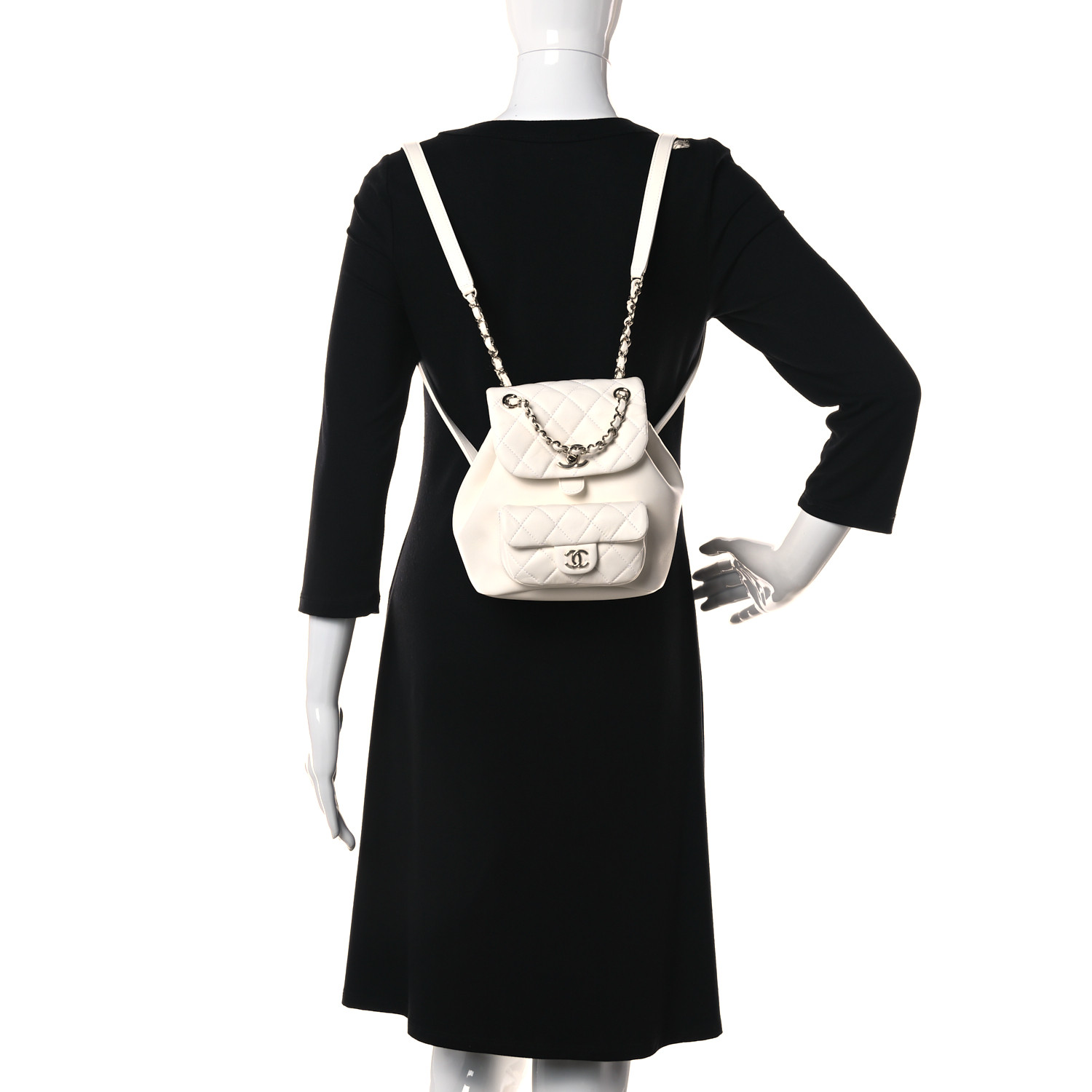 Chanel Classic Caviar Quilted Small Beige Leather Women Daypack AS1371