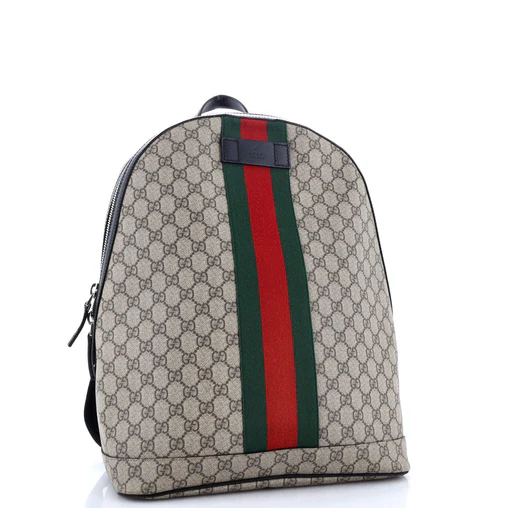 Gucci GG Supreme Web Accent Dome Medium Beige Canvas Men Daypack 443805