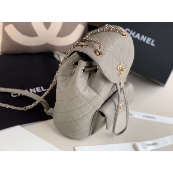 Chanel Classic Caviar Quilted Small Light Gray Leather Women Daypack AS1371