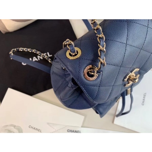 Chanel Classic Caviar Quilted Small Navy Blue Leather Women Daypack AS1371