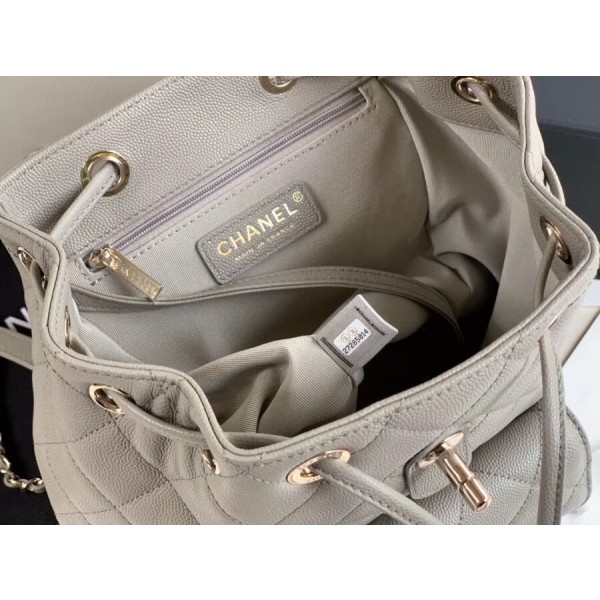 Chanel Classic Caviar Quilted Small Light Gray Leather Women Daypack AS1371