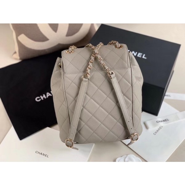 Chanel Classic Caviar Quilted Small Light Gray Leather Women Daypack AS1371