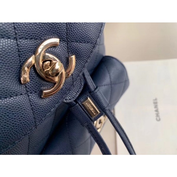 Chanel Classic Caviar Quilted Small Navy Blue Leather Women Daypack AS1371