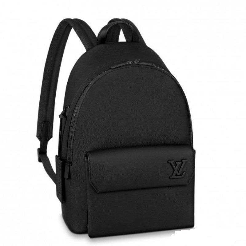 Louis Vuitton Soft Leather Aerogram MM Black Cowhide Men Takeoff Daypack M57079