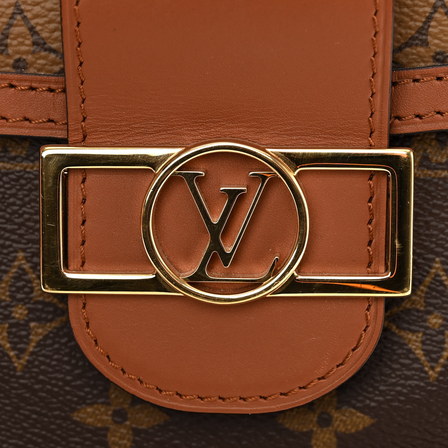 Louis Vuitton Monogram Classic Dauphine Reverse PM Brown Canvas Women Daypack M45142