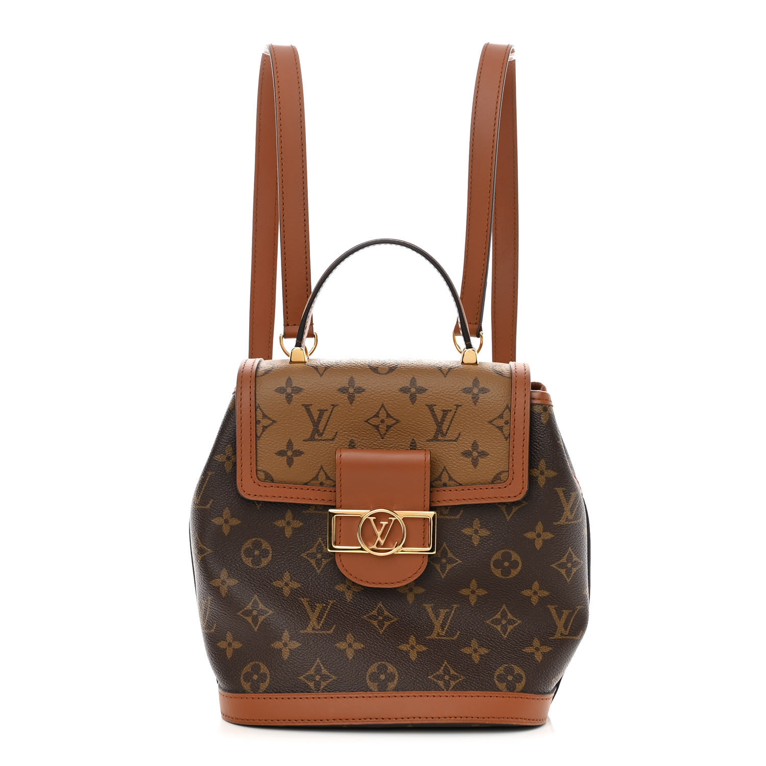Louis Vuitton Monogram Classic Dauphine Reverse PM Brown Canvas Women Daypack M45142