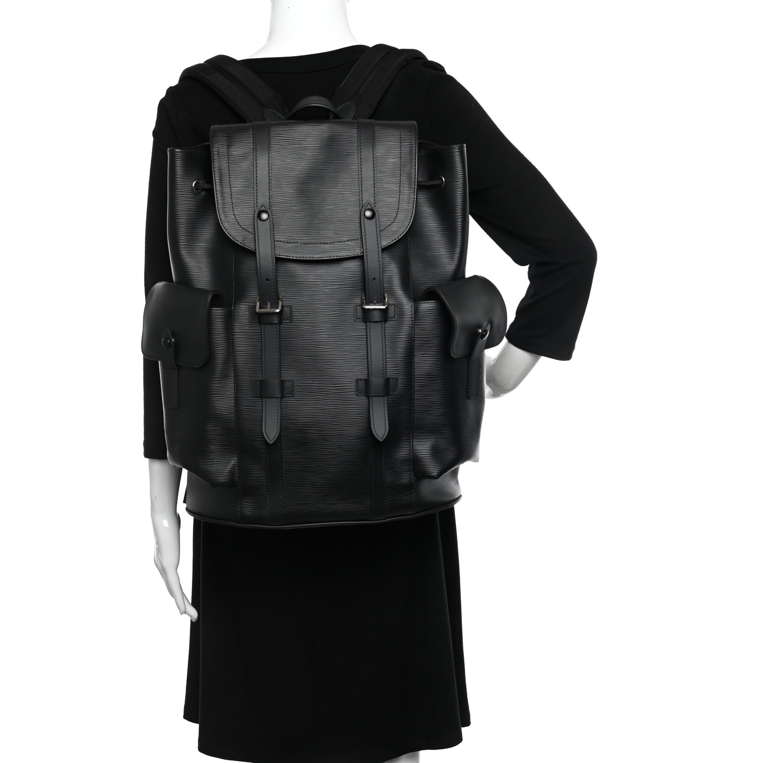 Louis Vuitton Christopher Elegant MM Black Epi Leather Men Daypack M50159