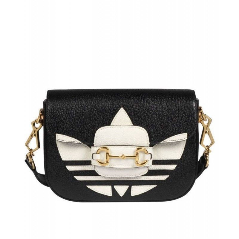 Gucci X Adidas 1955 Horsebit Small Black Leather Women Shoulder Bag