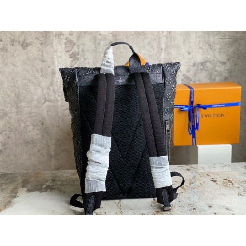 Louis Vuitton Monogram Classic Roll Top Black Calfskin Men Backpack M21359