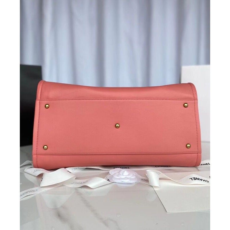 샤넬 쇼핑 토트 클래식 라지 핑크 송아지 가죽 여성 핸드백 A66941