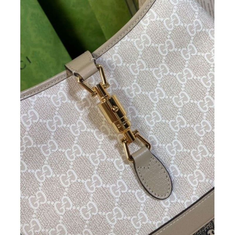 Gucci Jackie 1961 時尚中型米色帆布女士手提包 678843