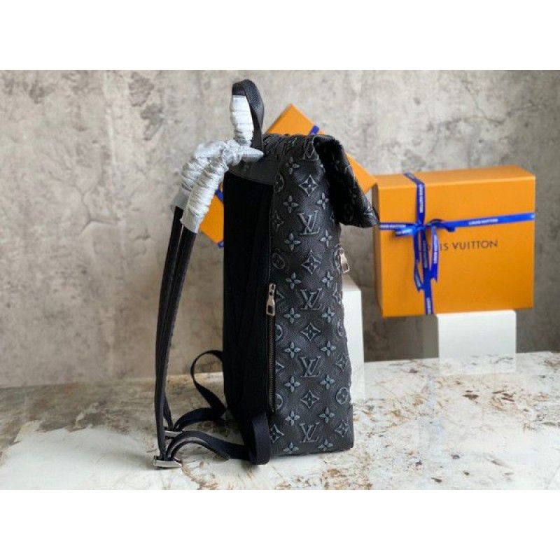 Louis Vuitton Monogram Classic Roll Top Black Calfskin Men Backpack M21359