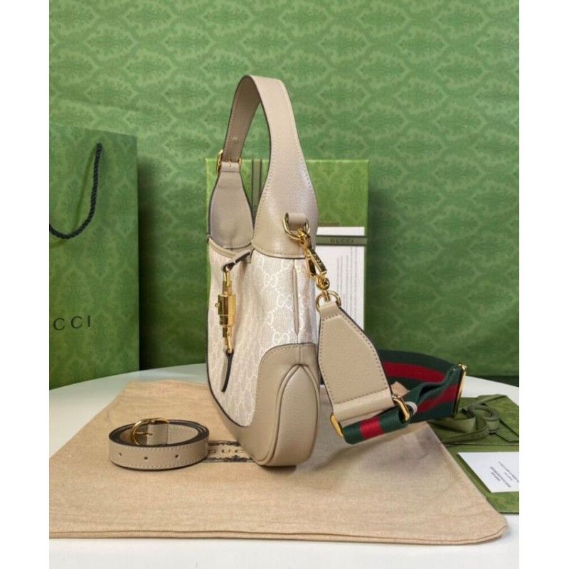 Gucci Jackie 1961 時尚中型米色帆布女士手提包 678843