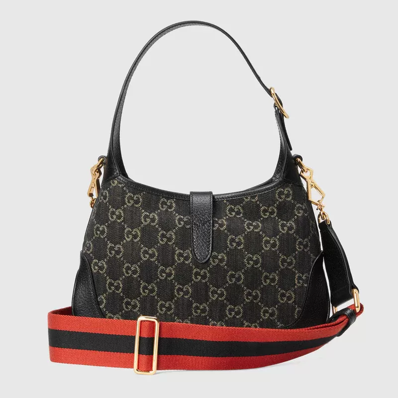 Gucci Jackie 1961 時尚中型黑色牛仔布女士手提包 678843