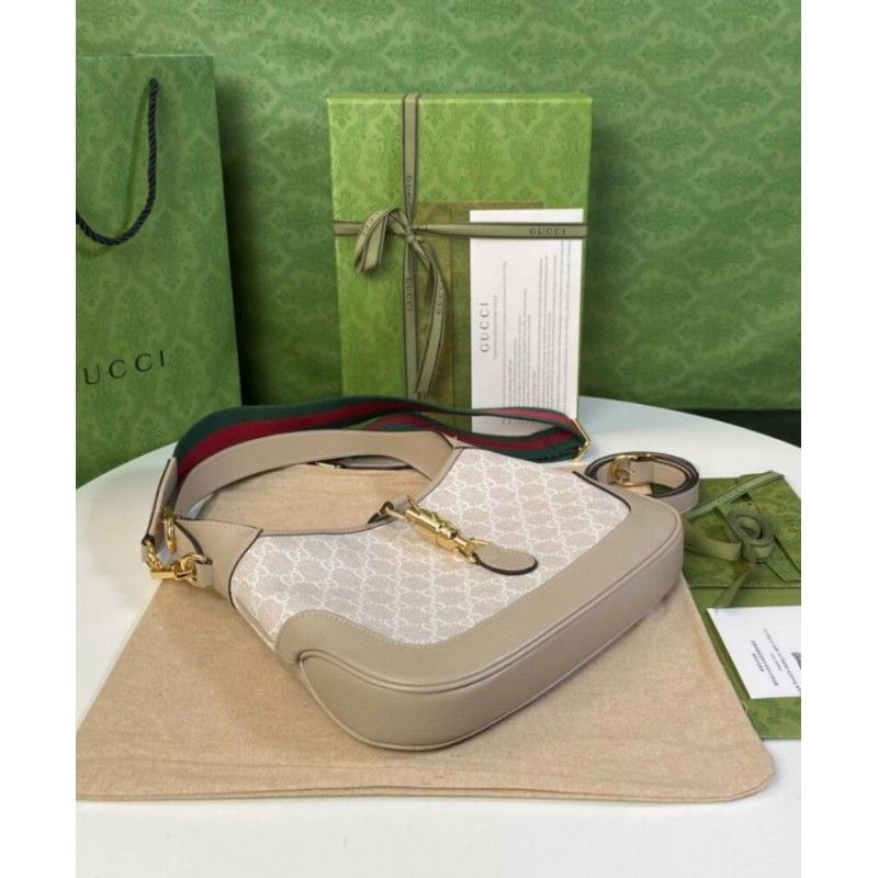 Gucci Jackie 1961 時尚中型米色帆布女士手提包 678843