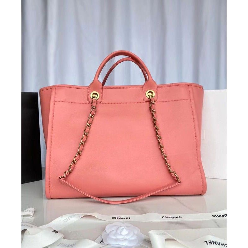 샤넬 쇼핑 토트 클래식 라지 핑크 송아지 가죽 여성 핸드백 A66941
