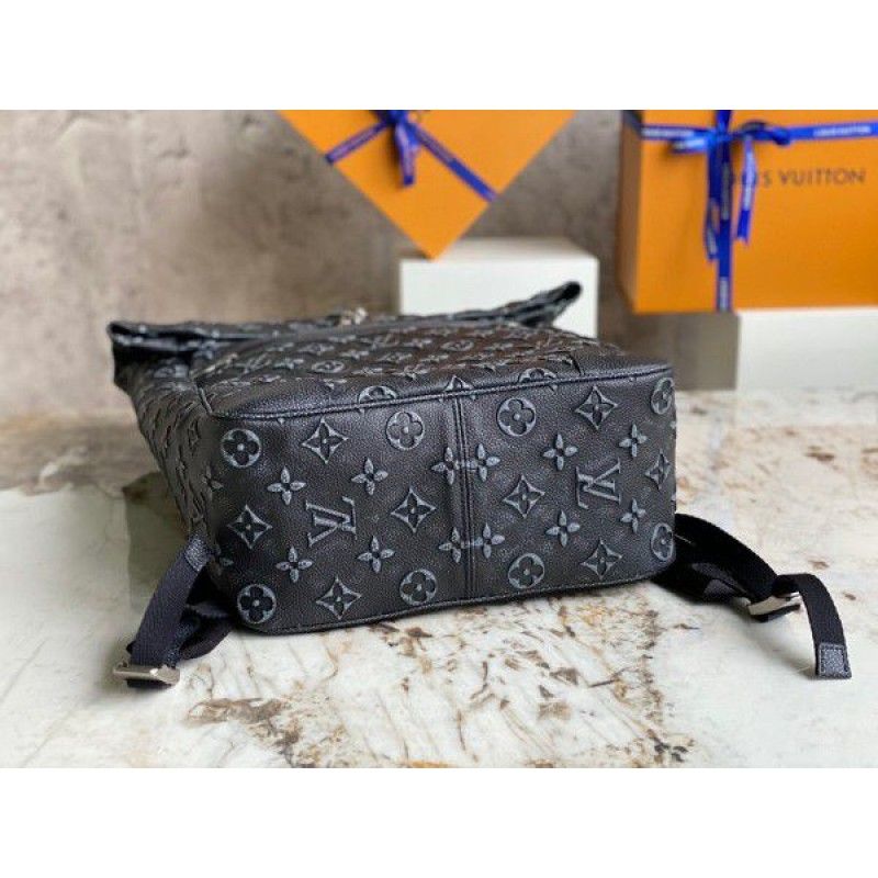 Louis Vuitton Monogram Classic Roll Top Black Calfskin Men Backpack M21359