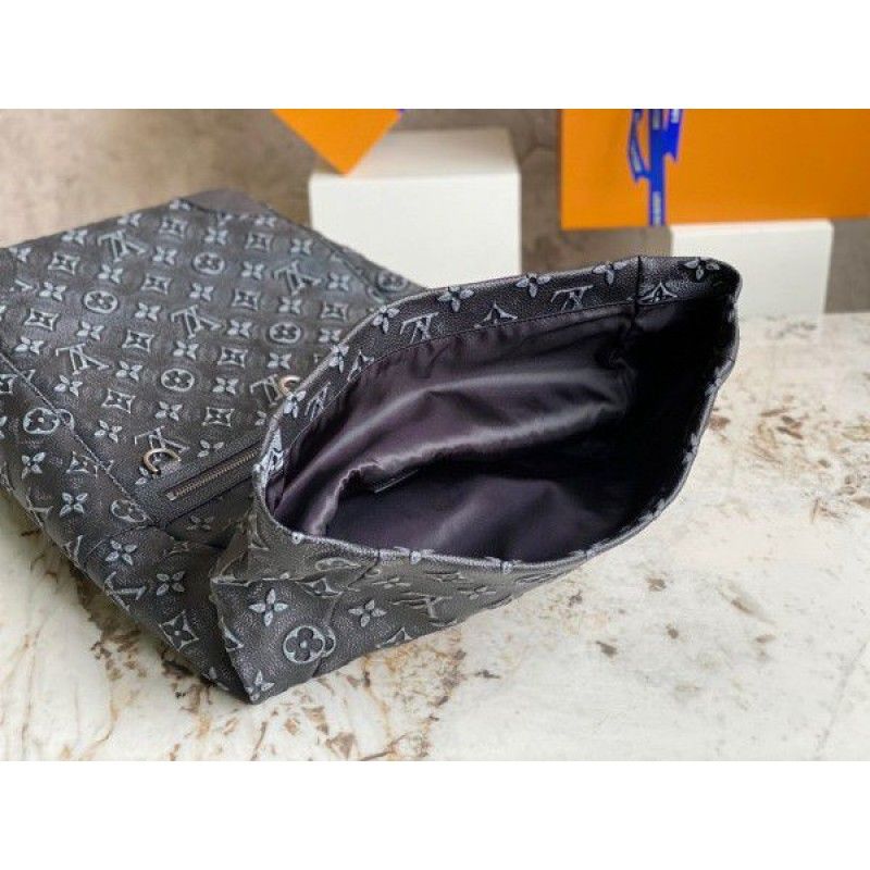 Louis Vuitton Monogram Classic Roll Top Black Calfskin Men Backpack M21359