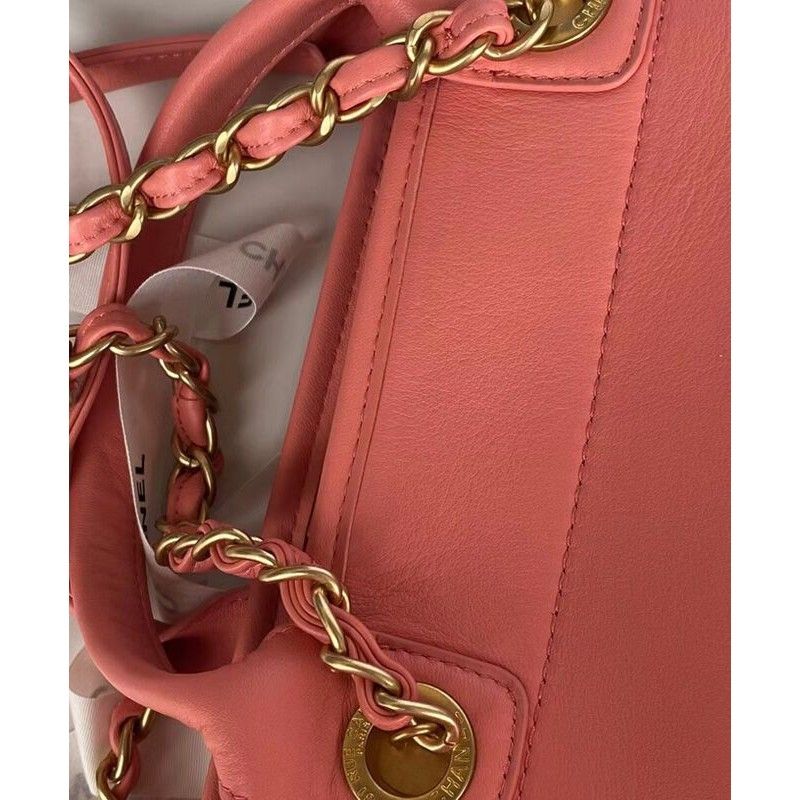 샤넬 쇼핑 토트 클래식 라지 핑크 송아지 가죽 여성 핸드백 A66941