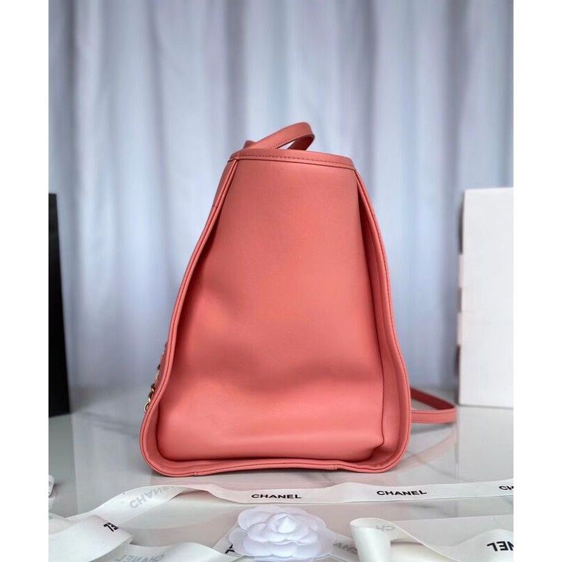 샤넬 쇼핑 토트 클래식 라지 핑크 송아지 가죽 여성 핸드백 A66941