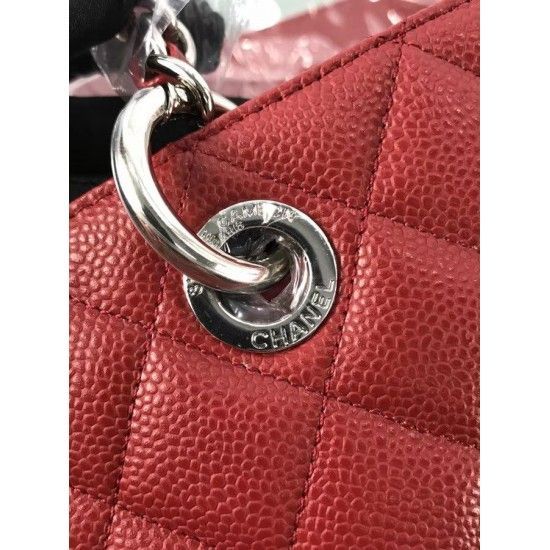 Chanel Grand Shopping Tote(GST) Fashion Large Red Grained Calfskin Women Handbag A50995