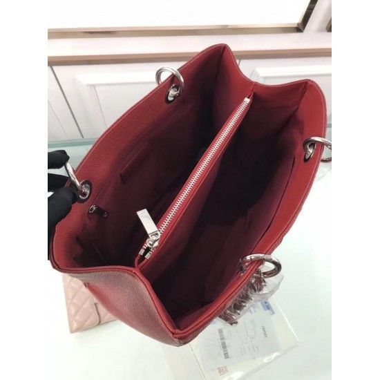 Chanel Grand Shopping Tote(GST) Fashion Large Red Grained Calfskin Women Handbag A50995