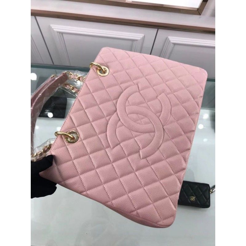 Chanel Grand Shopping Tote(GST) Fashion Large Pink Grained Calfskin Women Handbag A50995