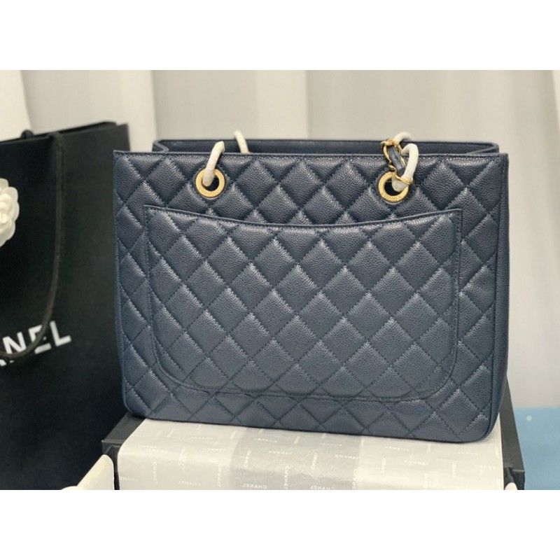 Chanel Grand Shopping Tote(GST) Fashion Large Blue Grained Calfskin Women Handbag A50995