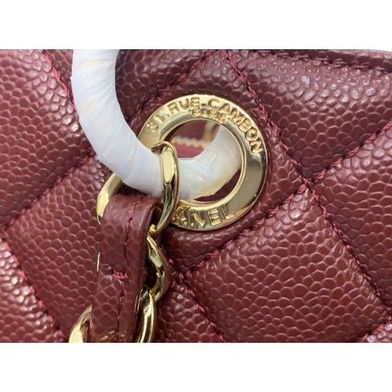 Chanel Grand Shopping Tote(GST) Fashion Large Burgundy Grained Calfskin Women Handbag A50995