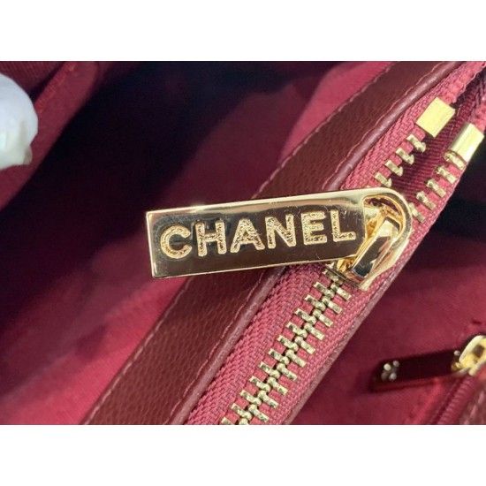 Chanel Grand Shopping Tote(GST) Fashion Large Burgundy Grained Calfskin Women Handbag A50995