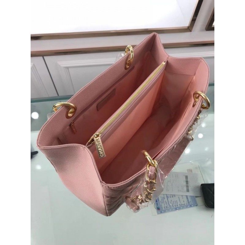 Chanel Grand Shopping Tote(GST) Fashion Large Pink Grained Calfskin Women Handbag A50995