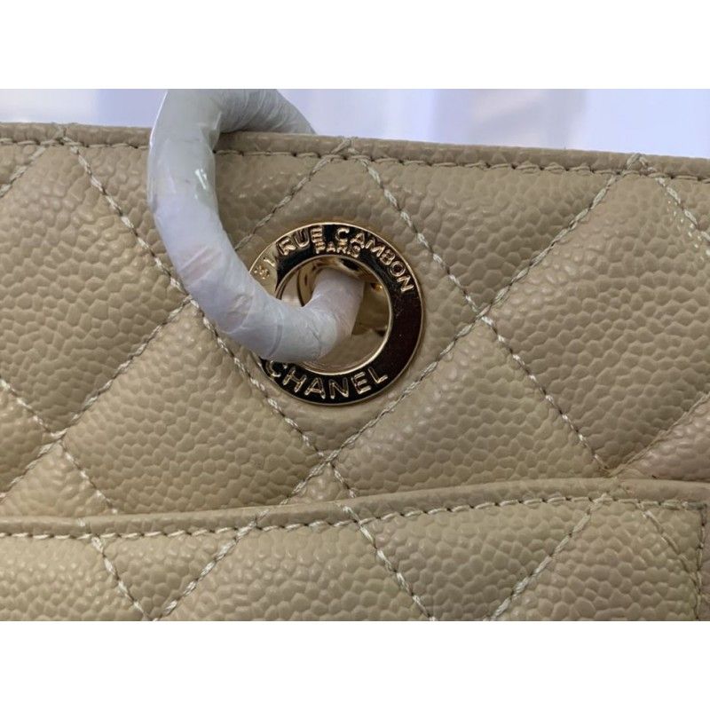 Chanel Grand Shopping Tote(GST) Fashion Large Apricot Grained Calfskin Women Handbag A50995