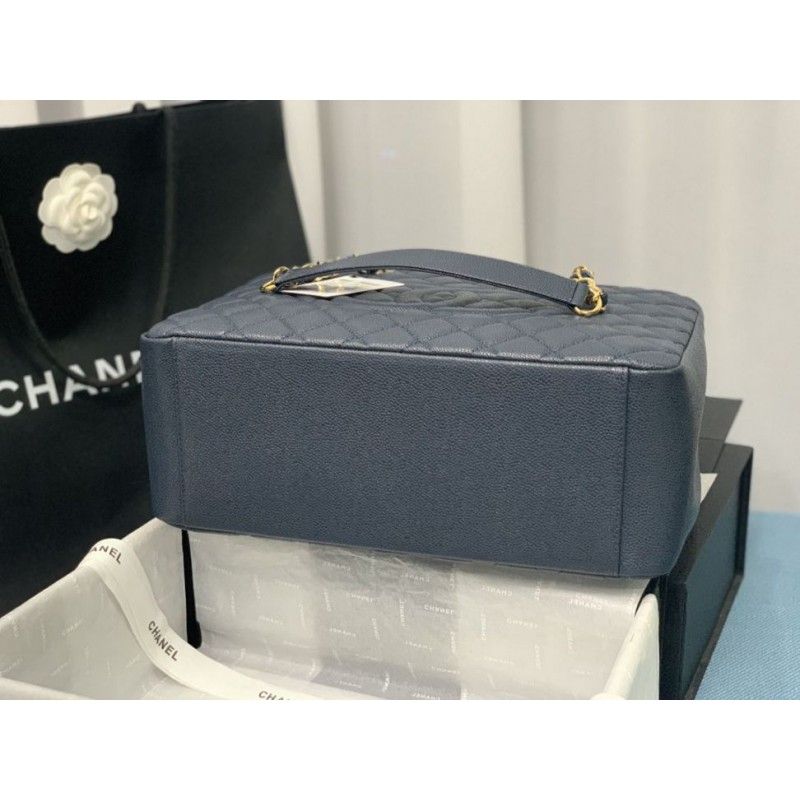 Chanel Grand Shopping Tote(GST) Fashion Large Blue Grained Calfskin Women Handbag A50995