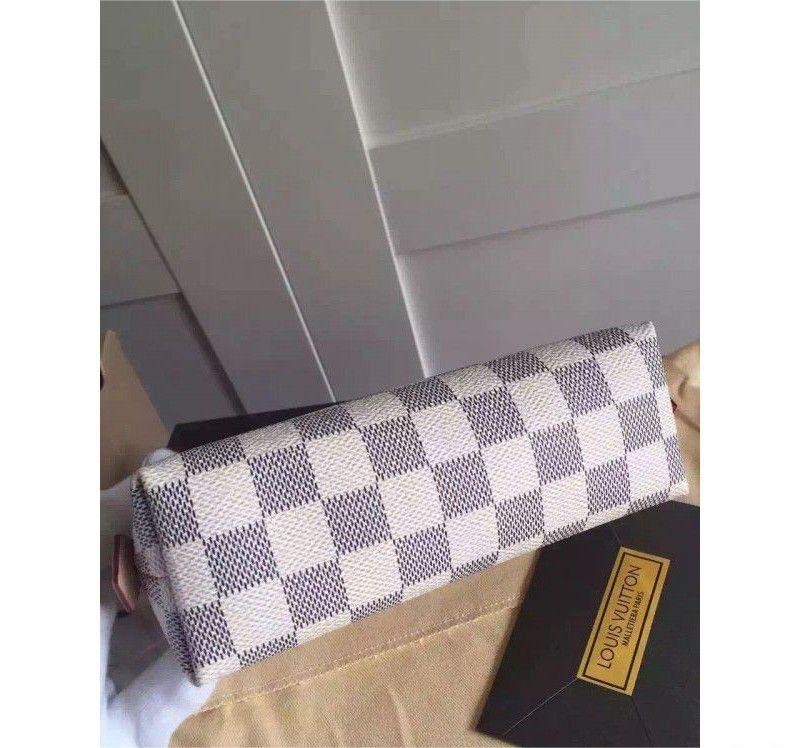 Louis Vuitton Damier Azur Natural PM Beige Cowhide Women Cosmetic Pouch N60024