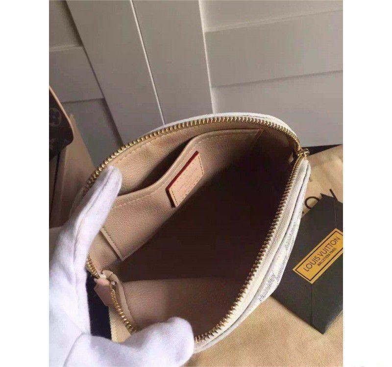 Louis Vuitton Damier Azur Natural PM Beige Cowhide Women Cosmetic Pouch N60024