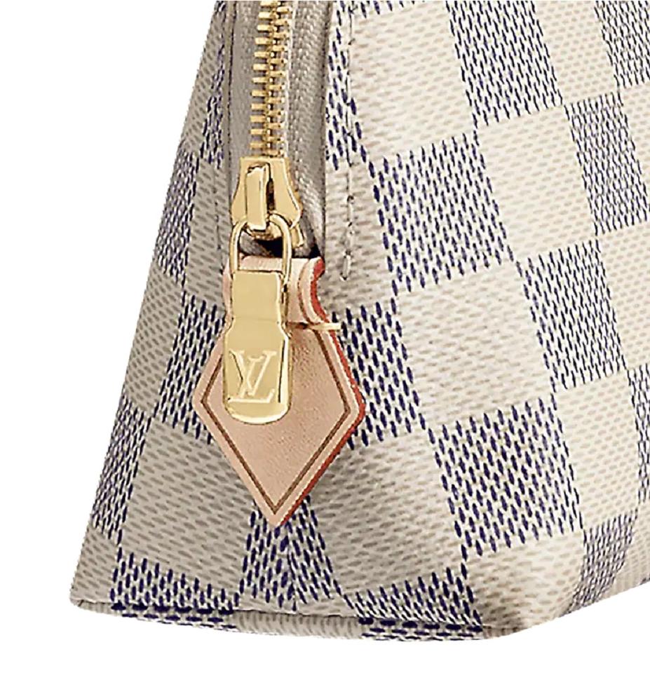 Louis Vuitton Damier Azur Natural PM Beige Cowhide Women Cosmetic Pouch N60024