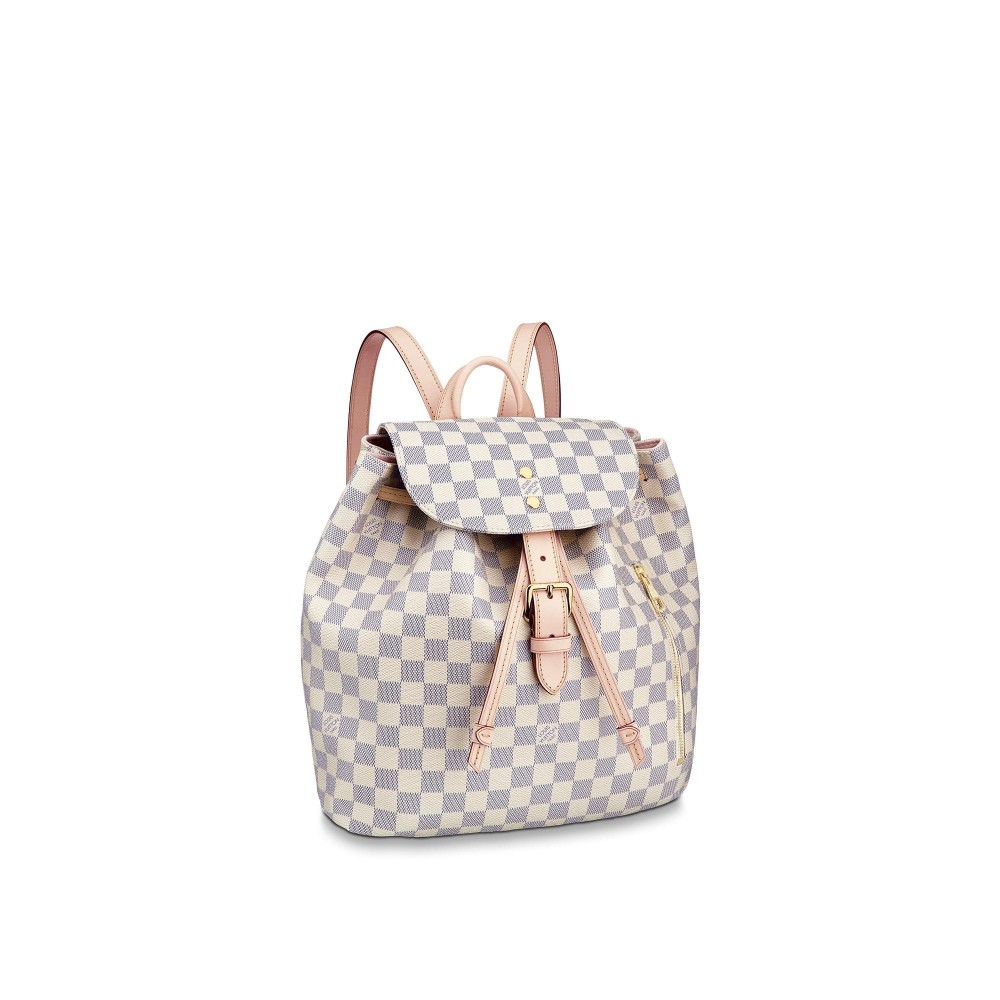 Louis Vuitton Damier Azur Sperone Beige Canvas Women Backpack Bag N41578