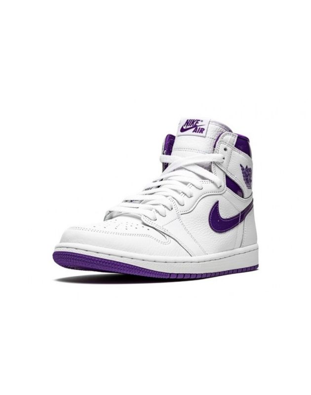 Jordan Air Jordan 1 Retro High 2021 Court Purple (W) Leather Rubber Sole Basketball Sneakers CD0461-151