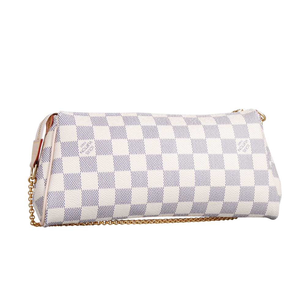 Louis Vuitton Damier Azur Eva Clutch PM Beige Canvas Women Clutch Crossbody Bag N55214
